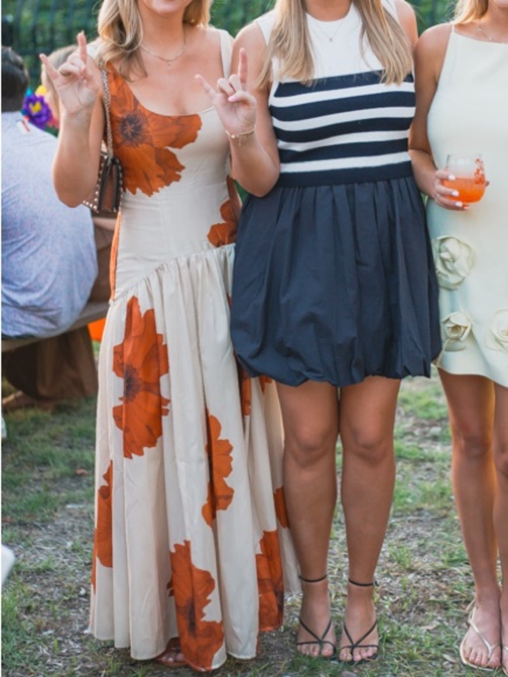 Free people Cream and Orange Floral Maxi Dress